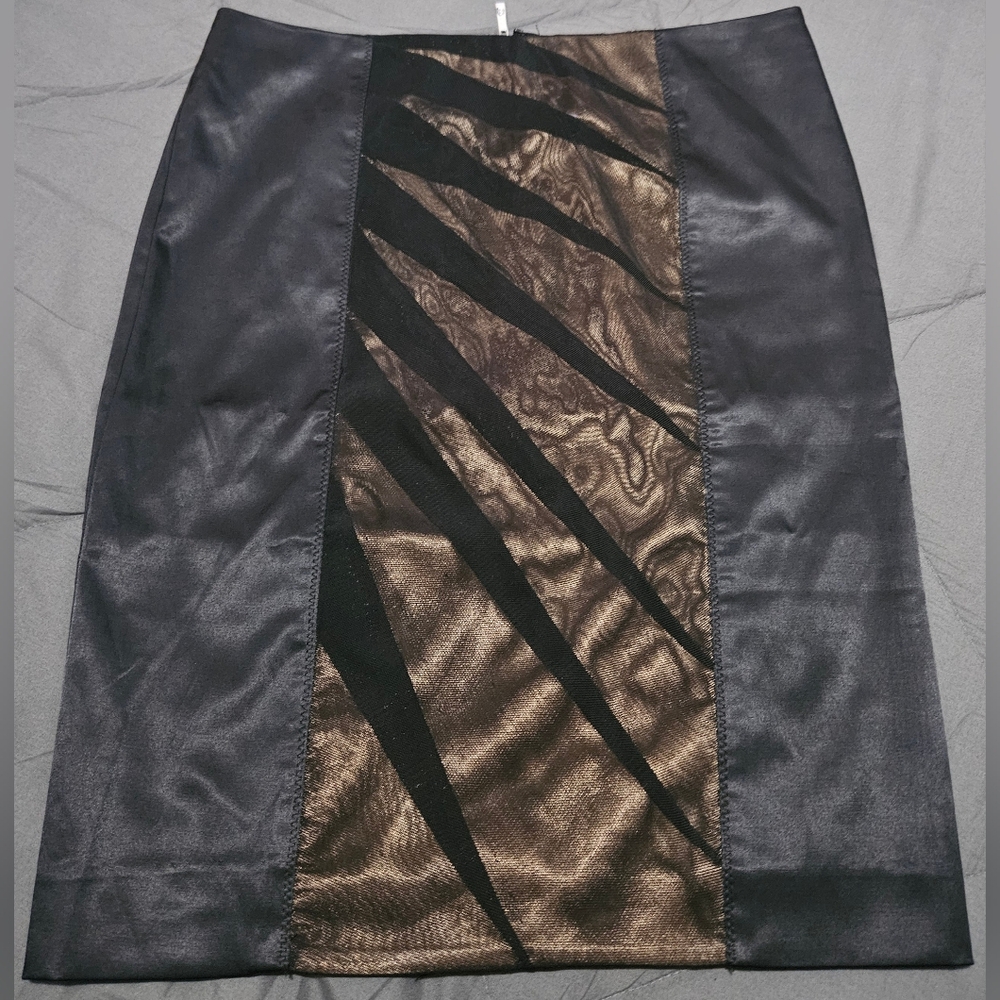 bebe Black and Bronze Pencil Skirt
